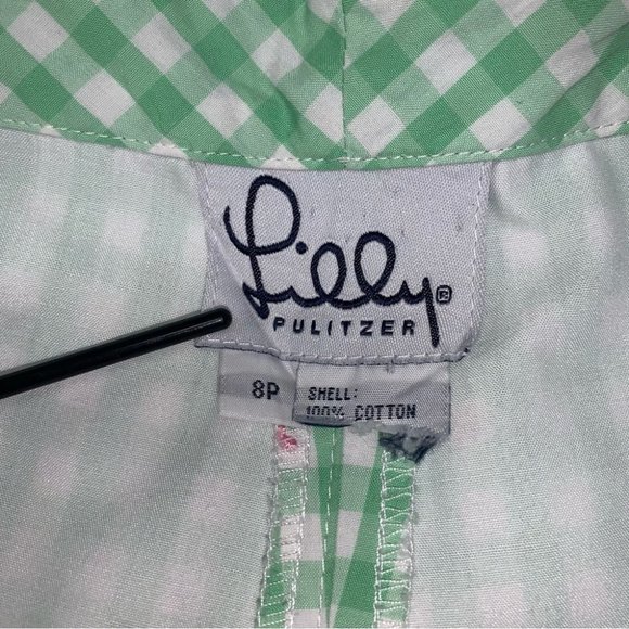 Lilly Pulitzer Vintage Gingham Hi-Rise Crop Pants Green White Butterfly Size 8 P - Picture 7 of 8